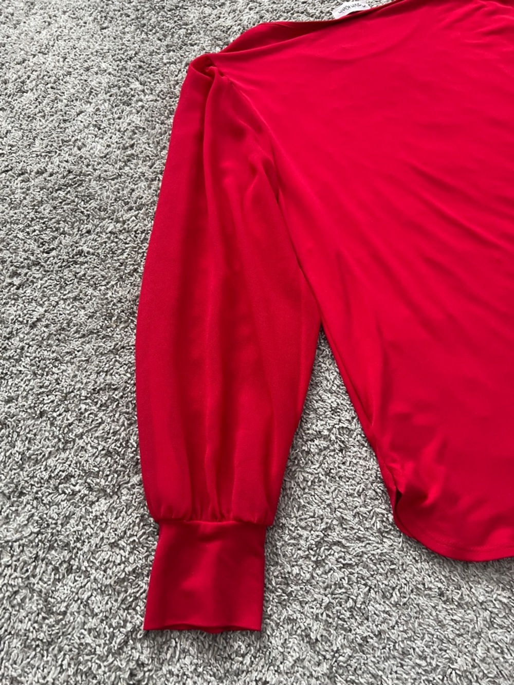 Calvin Klein Women’s Red Long-Sleeve Scoop Neck Blouse Top Sheer Sleeves -Size M - Picture 5 of 11